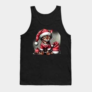 Bengal Cat Santa Claus Christmas Tank Top